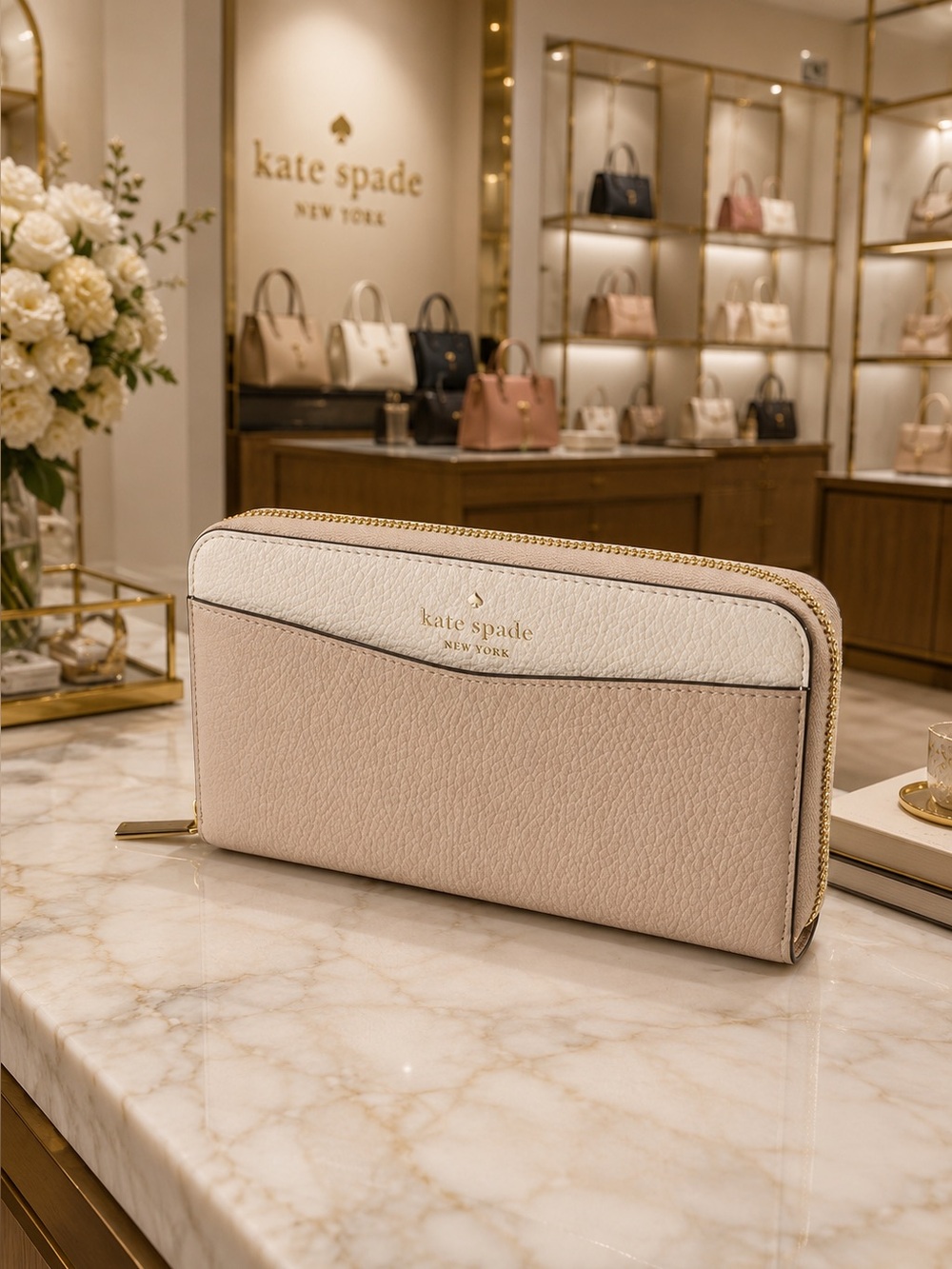 Kate Spade Leila Large Continental Wallet in Light Sand Multi (Like New)